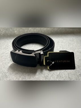 Venturini Brown Leather Men's Dress Belt with Buckle NWT